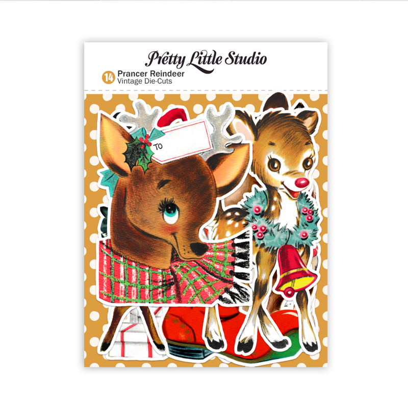 Pretty Little Studio Vintage Prancer Reindeer Ephemera Pack {D184}