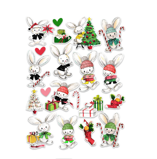 Pretty Little Studio Vintage Bunny Christmas Ephemera {G61}