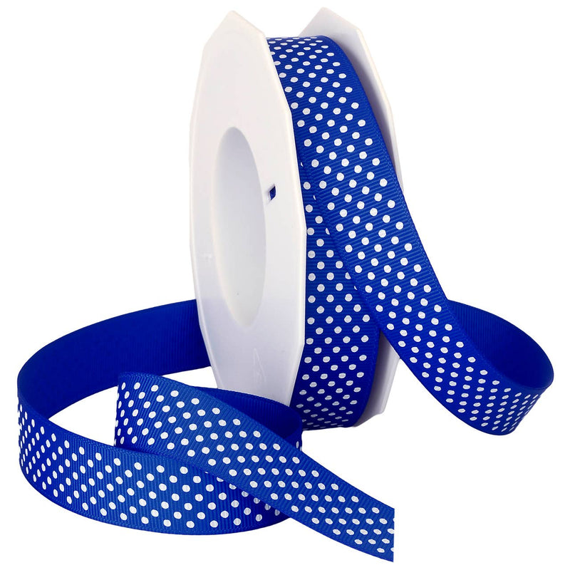 Grosgrain 3/8" Swiss Dots Royal Blue with White Dots