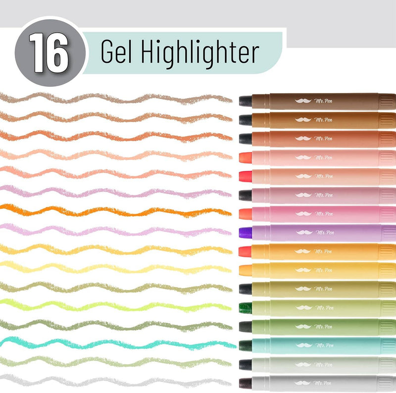Mr. Pen Vibrant Colors Gel Highlighter Set - 16 Pack {E210}