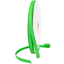 Grosgrain 3/8" Swiss Dots Emerald Green with White Dots