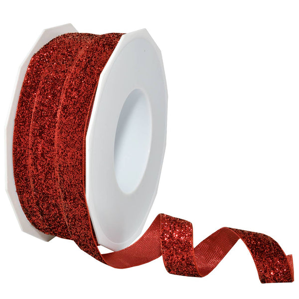 1/4" Ruby Velvet Glitter Ribbon