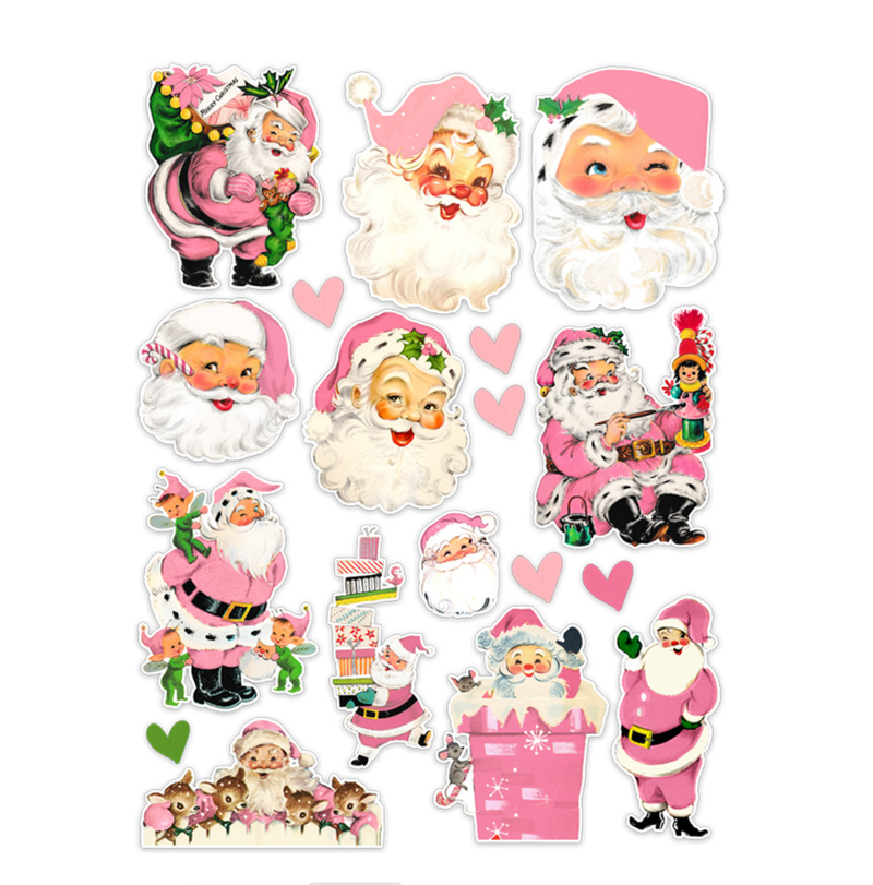 Pretty Little Studio Vintage Pink Santa Claus Ephemera {G85}