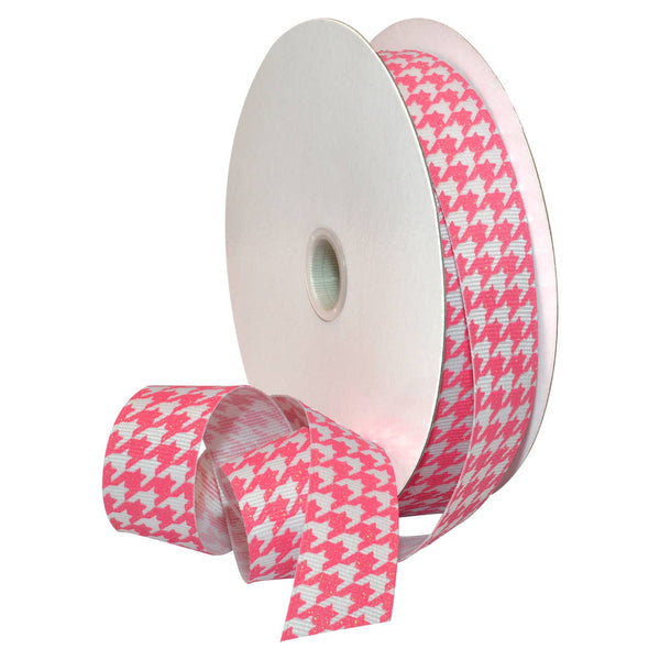 7/8" Hot Pink Glitter Hounds Tooth