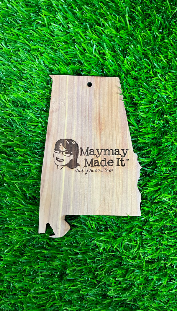 Maymay Made It Alabama Wooden Cutout: Cedar - Signed by the Maymay Crew