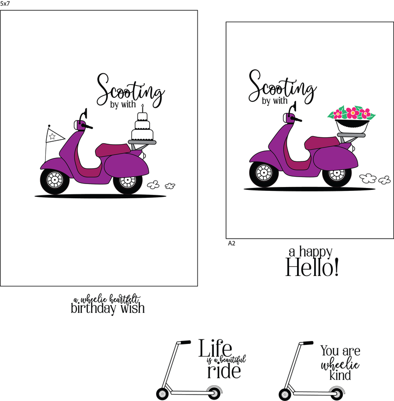 Maymay's Let's Scoot 4x6 Stamp Set {A143}