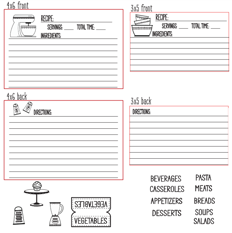 Maymay's Recipe Card Builder 6x8 Stamp Set {A231}