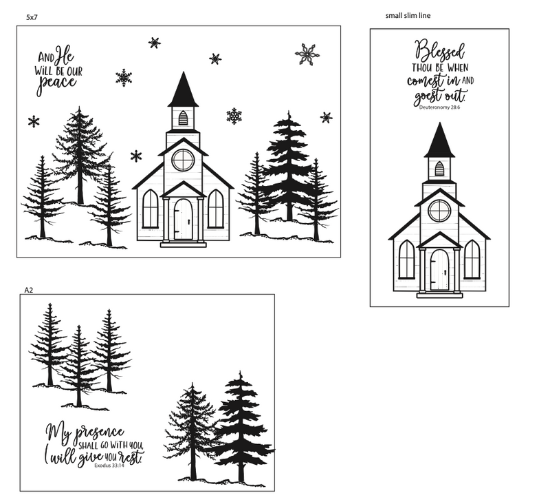 Maymay's Church in the Pines 4x6 Stamp Set {A249}