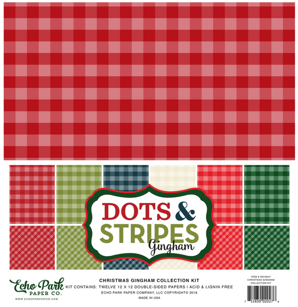 Echo Park 12x12 Christmas Gingham Dots & Stripes Collection Kit