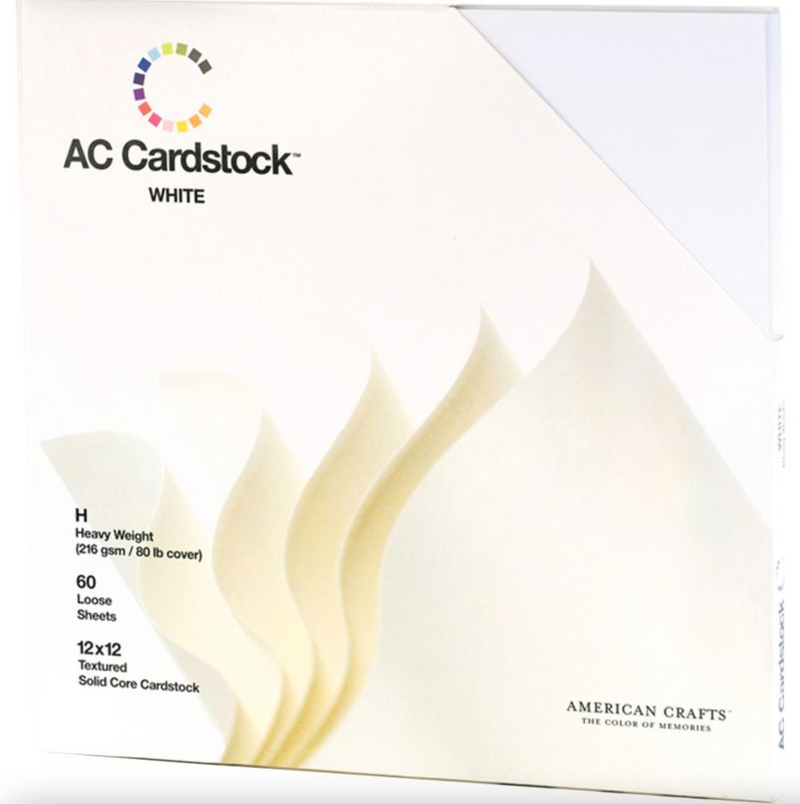 American Crafts Cardstock Pack 12x12 60/Pkg-White