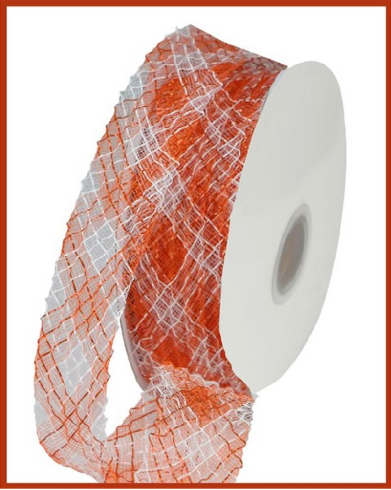 1.5" Orange & White Deco Flex Ribbon {R39}