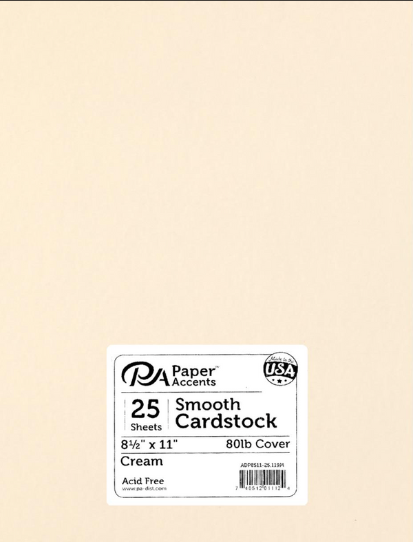 Paper Accents 8.5x11 Cream Smooth 80lb. Cardstock {B116}