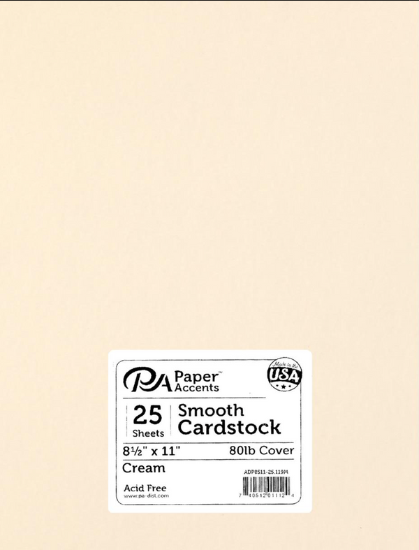 Paper Accents 8.5x11 Cream Smooth 80lb. Cardstock {C504}