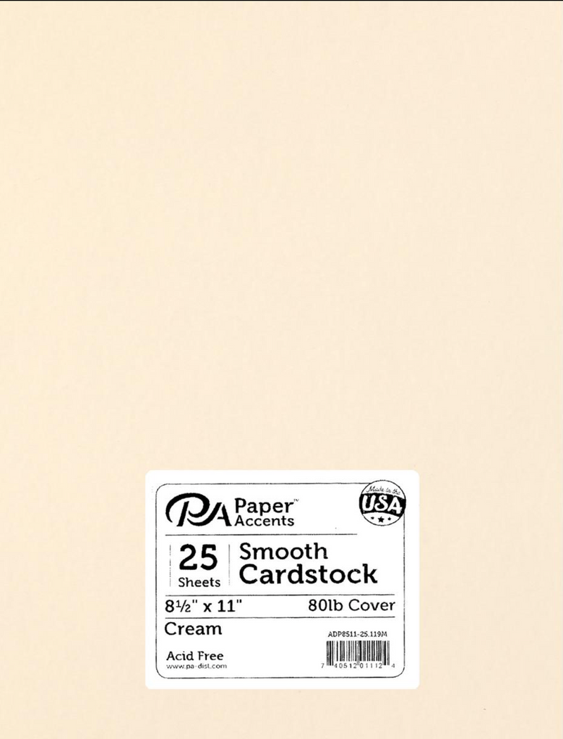 Paper Accents 8.5x11 Cream Smooth 80lb. Cardstock {B116}
