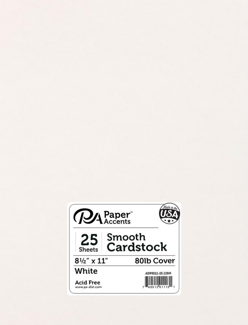 Paper Accents 8.5x11 White Smooth 80lb. Cardstock {C407}