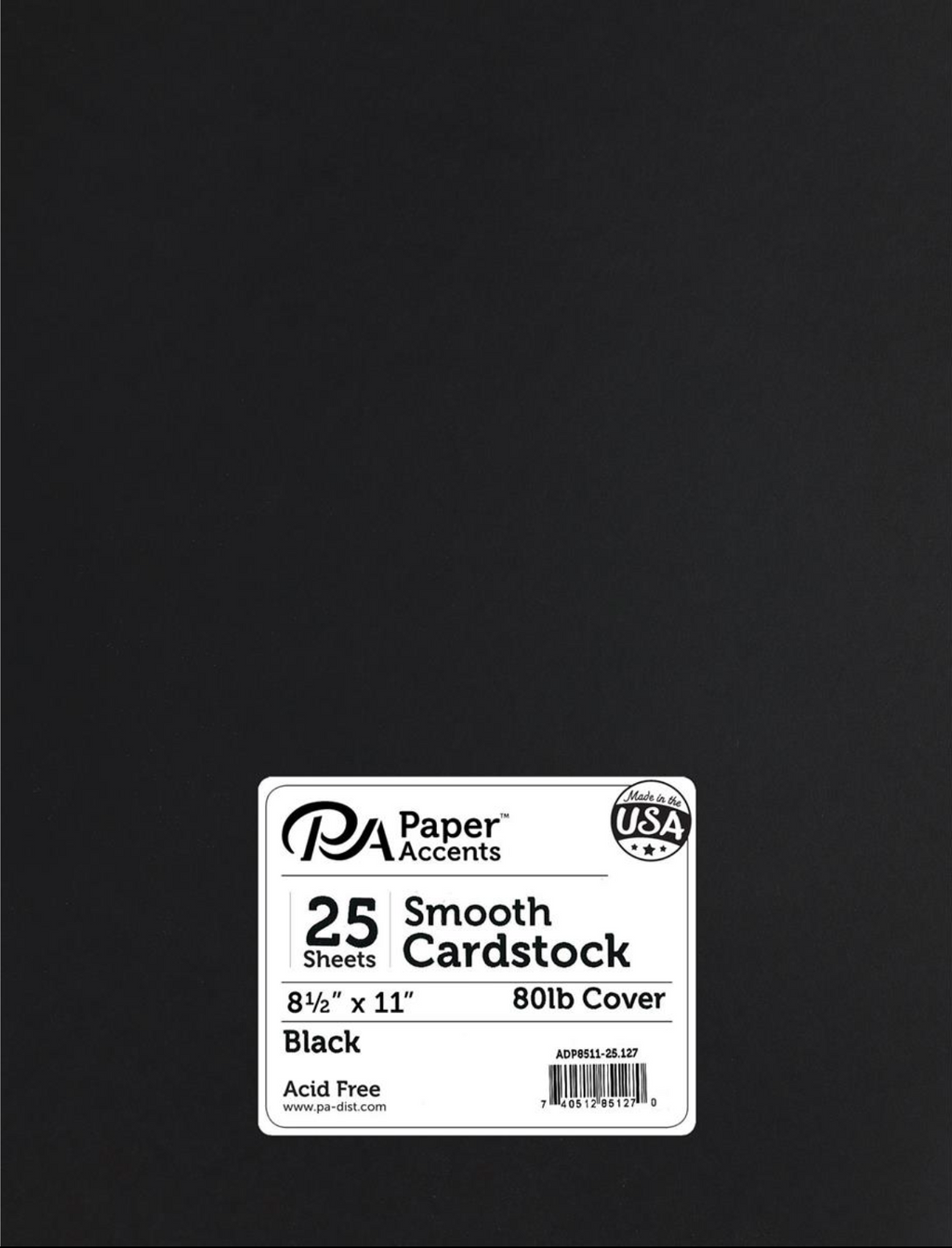 Paper Accents 8.5x11 Black Smooth 80lb. Cardstock {F301}