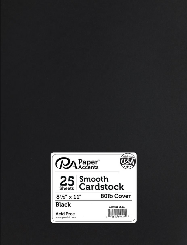 Paper Accents 8.5x11 Black Smooth 80lb. Cardstock