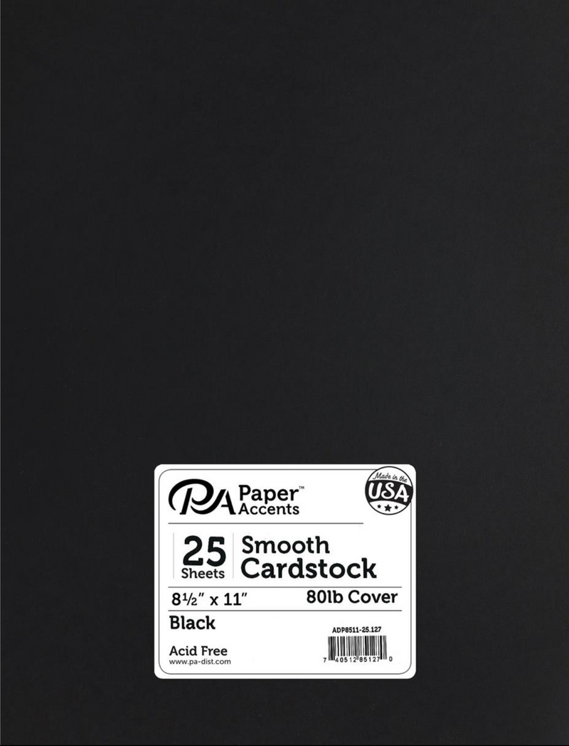 Paper Accents 8.5x11 Black Smooth 80lb. Cardstock