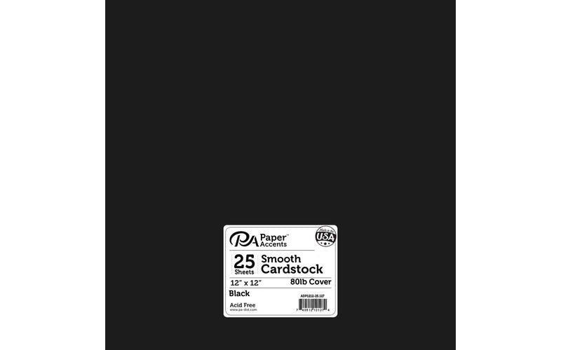Paper Accents 12x12 Black 80lb. Smooth Cardstock {B321}